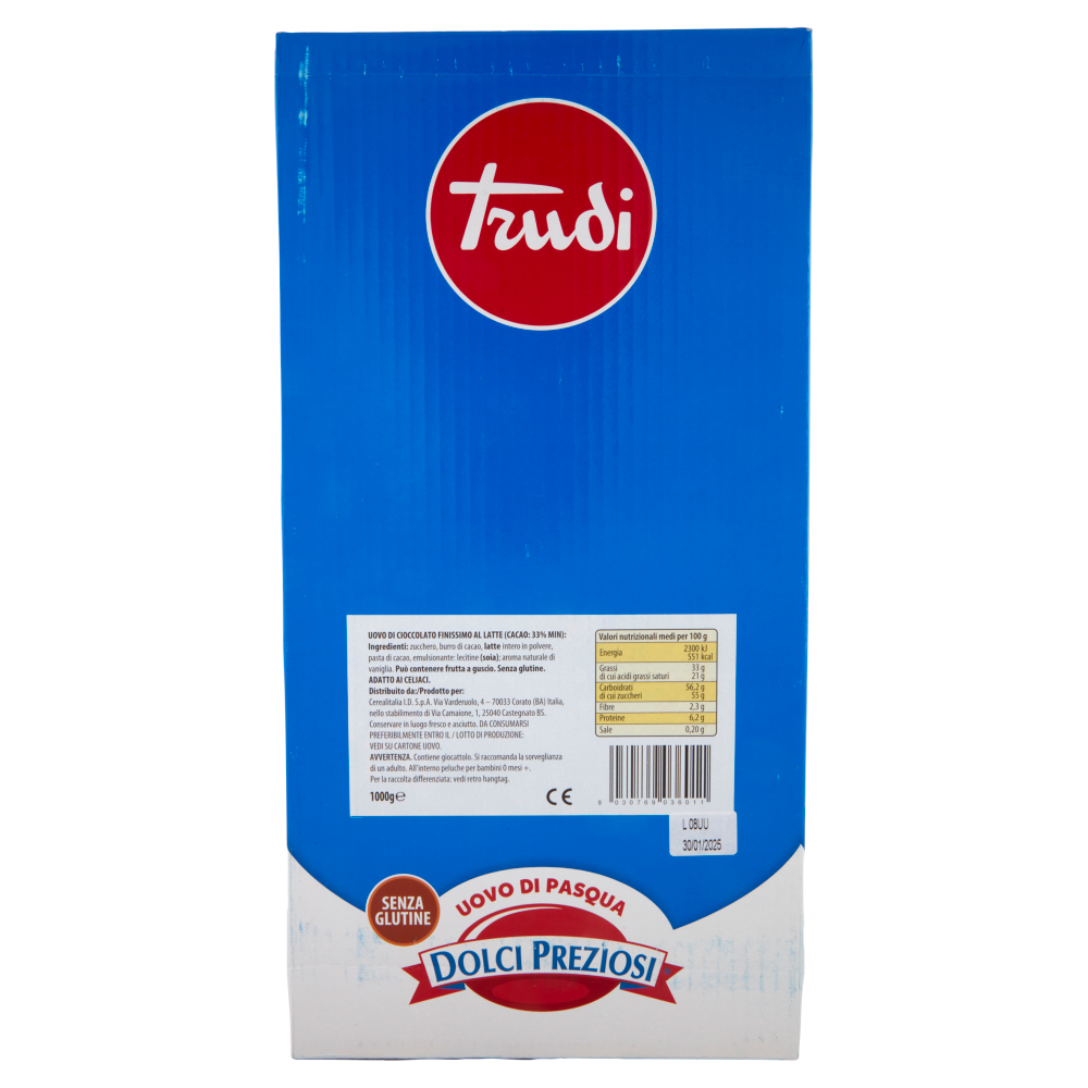 Dolci Preziosi Uovo di Pasqua Cioccolato Finissimo al Latte Trudi Maxi Collection 1 kg