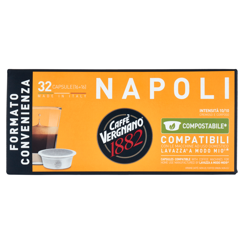 Caff&egrave; Vergnano 1882 Napoli Compostabile** Capsule Compatibili Lavazza a Modo Mio* 32 x 7,5 g