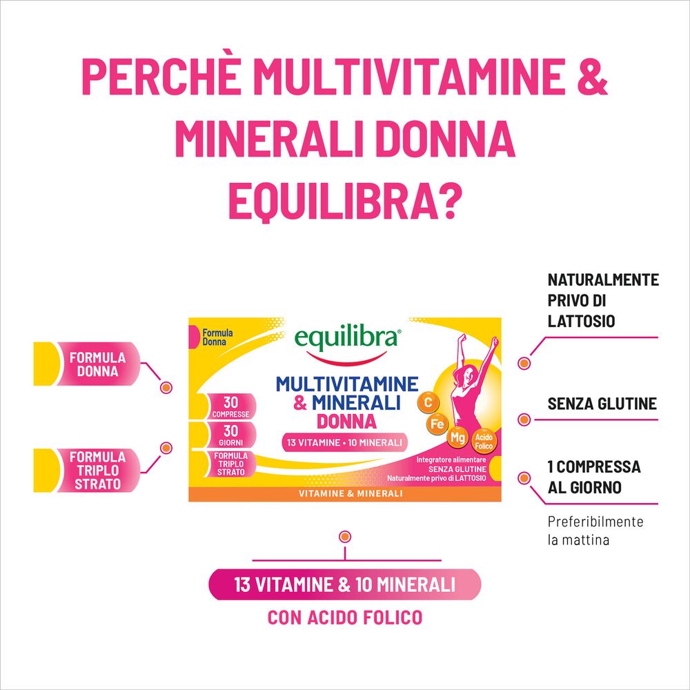 Equilibra Multivitamine e Minerali Donna Compresse Triplo Strato 30 x 1,5 g