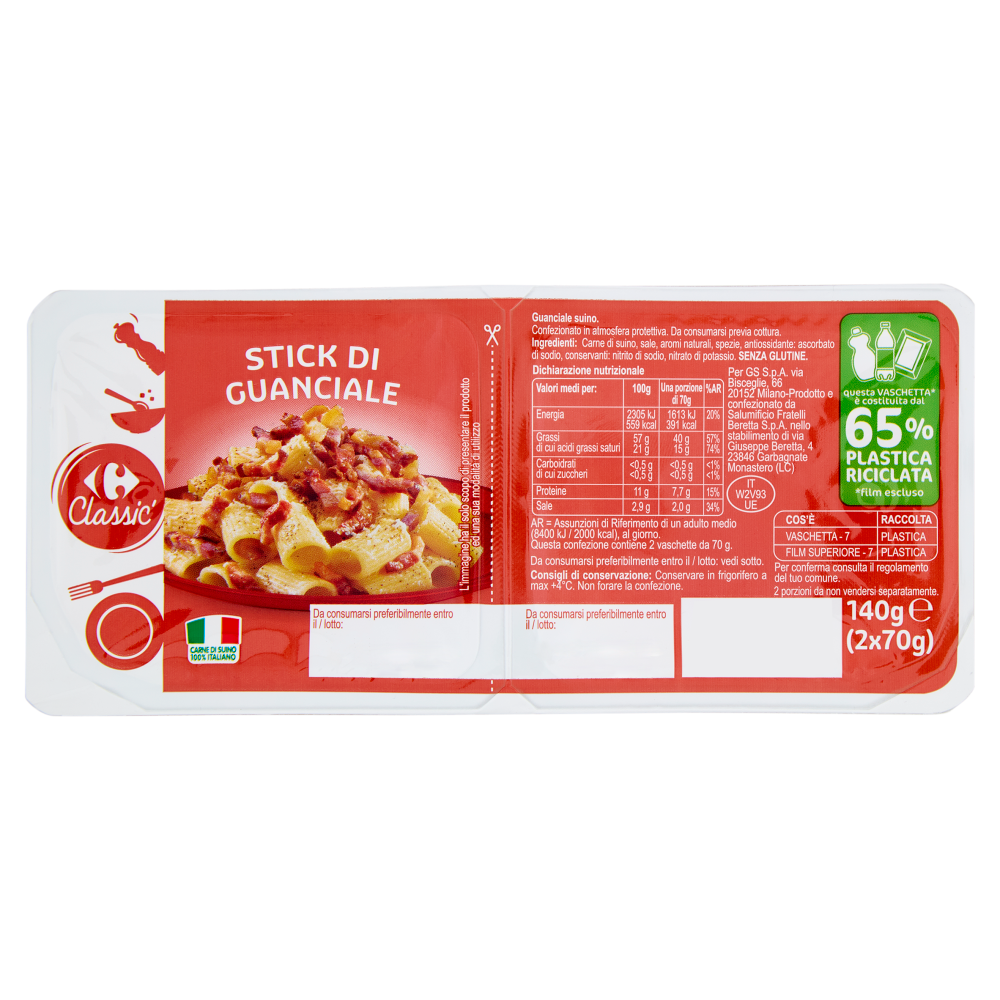 Carrefour Classic Stick di Guanciale 2 x 70 g