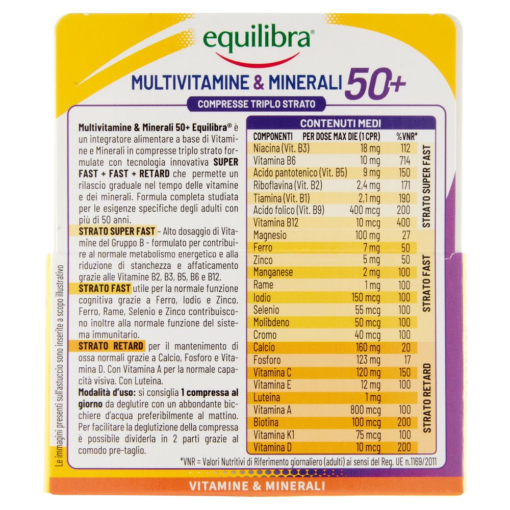 Equilibra Multivitamine e Minerali 50+ Compresse Triplo Strato 30 x 1,4 g