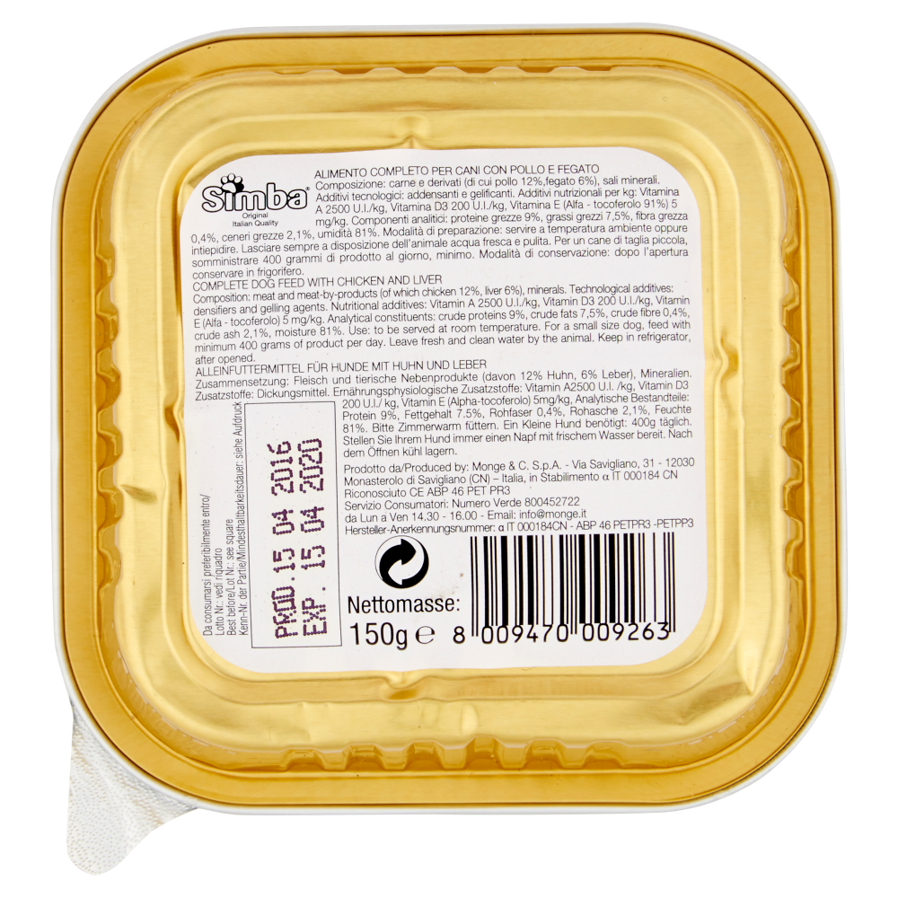 Simba Patè con Pollo e Fegato 150 g