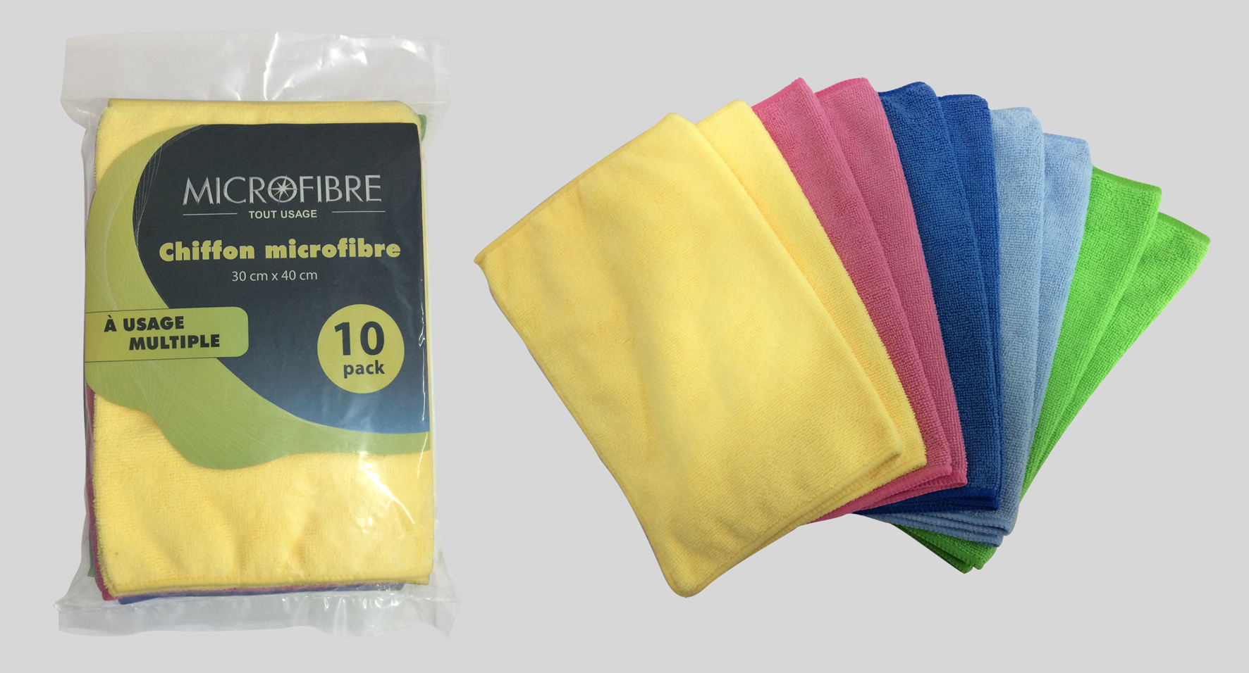 Carrefour 3614612356119 Panno per la Pulizia Microfibra, Poliammide Colori assortiti 10 pz