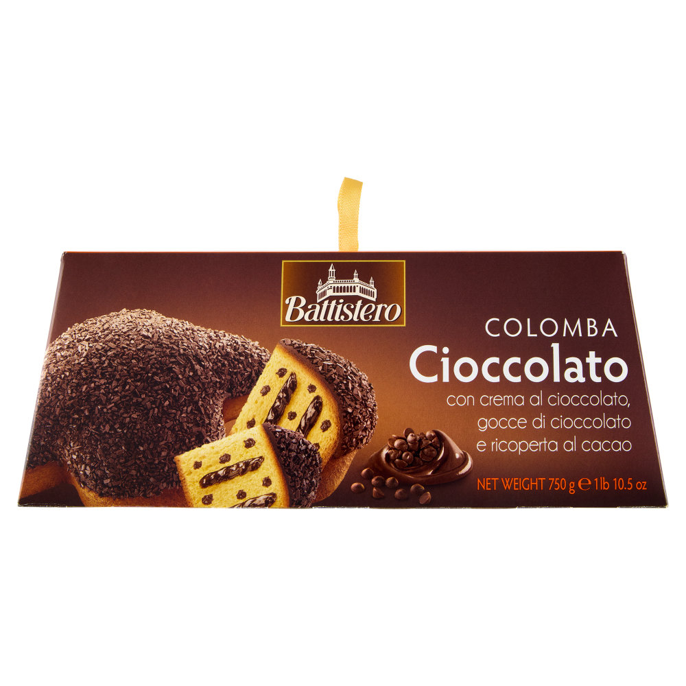 Battistero Colomba Cioccolato con crema al cioccolato, gocce di cioccolato e ricoperta al cacao 750g