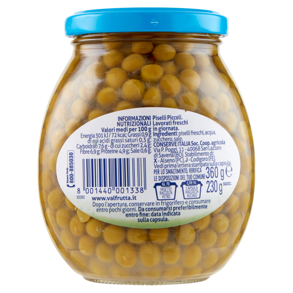 Valfrutta piselli italiani Piccoli 360 g