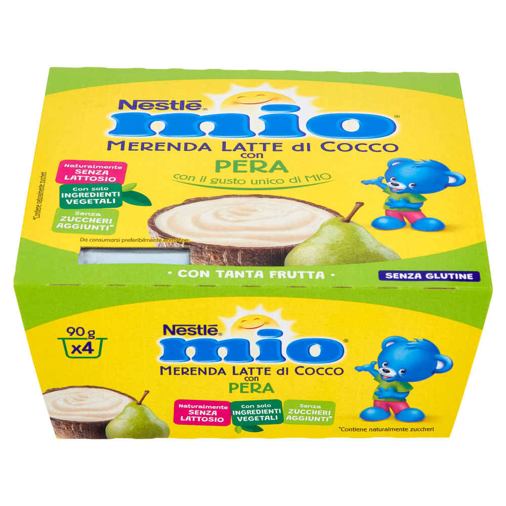 NESTLÉ MIO Merenda al Latte di Cocco Pera 4 Vasetti da 90g