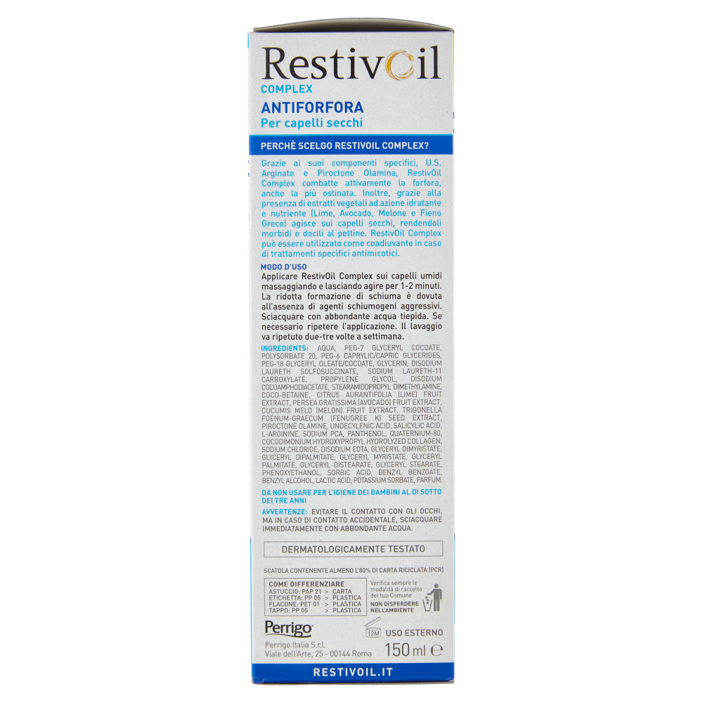RestivOil Complex Olio-Shampoo per Cute Sensibile Antiforfora per capelli secchi 150 ml