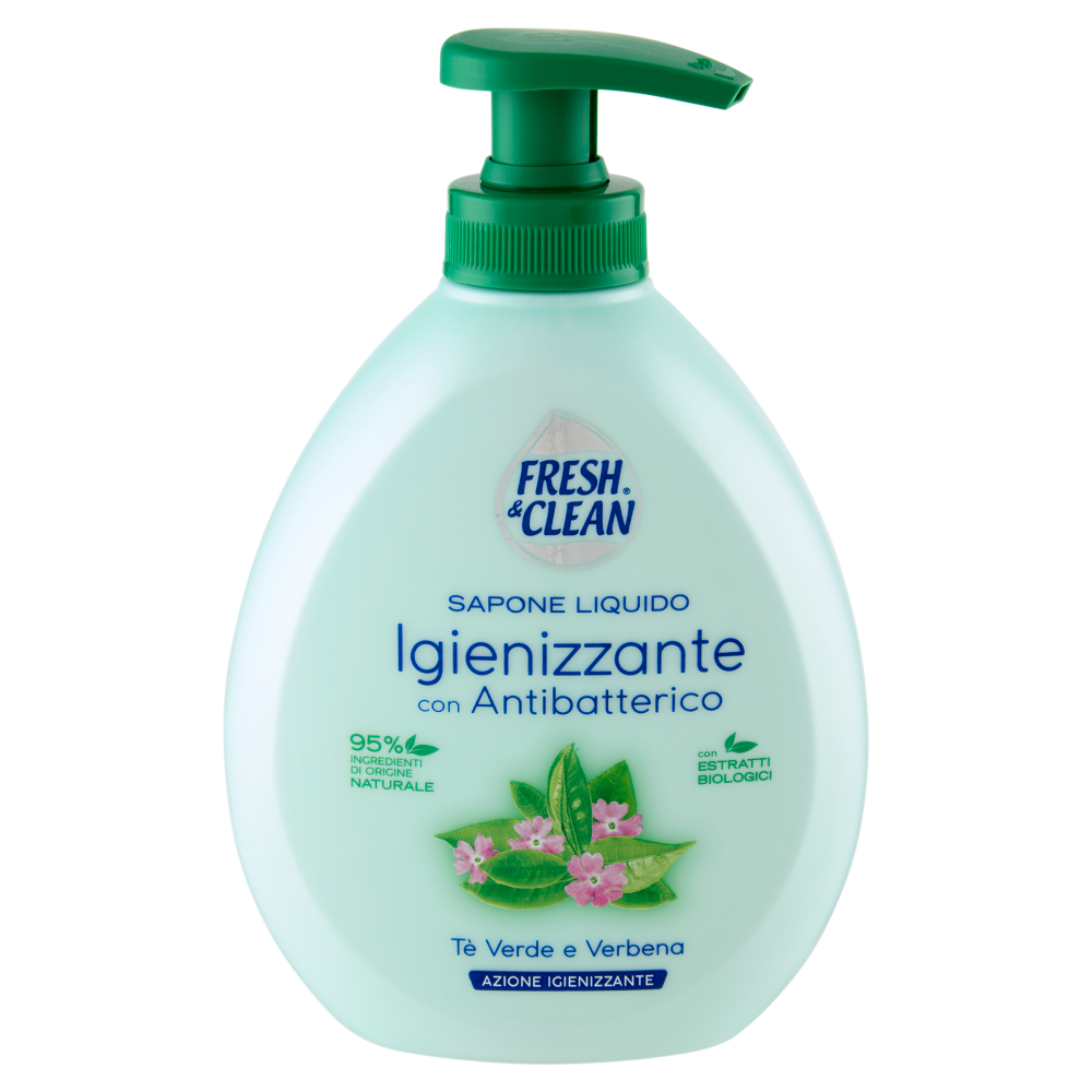 Fresh & Clean Sapone Liquido Igienizzante con Antibatterico Tè Verde e Verbena 300 ml