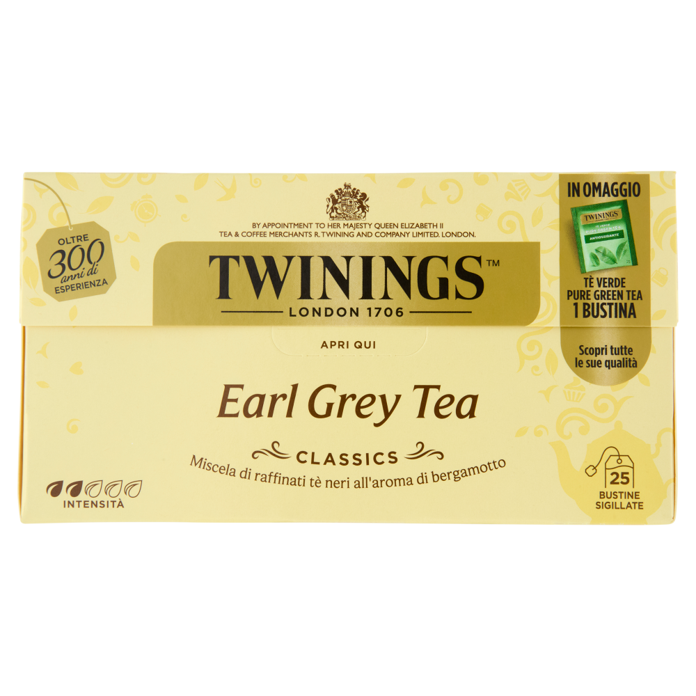 Twinings Earl Grey Tè Nero al sapore di Bergamotto 25 filtri + 1 omaggio The 52 g