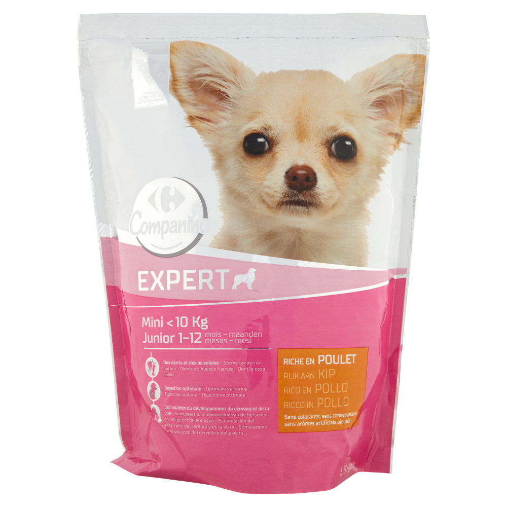 Carrefour Companino Expert Mini <10 Kg Junior 1-12 mesi Ricco in Pollo 1,5 kg