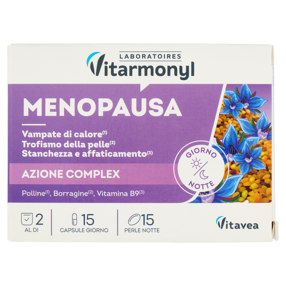 Laboratoires Vitarmonyl Menopausa 15 Capsule Giorno x 8,25 g + 15 Perle Notte x 12,95 g