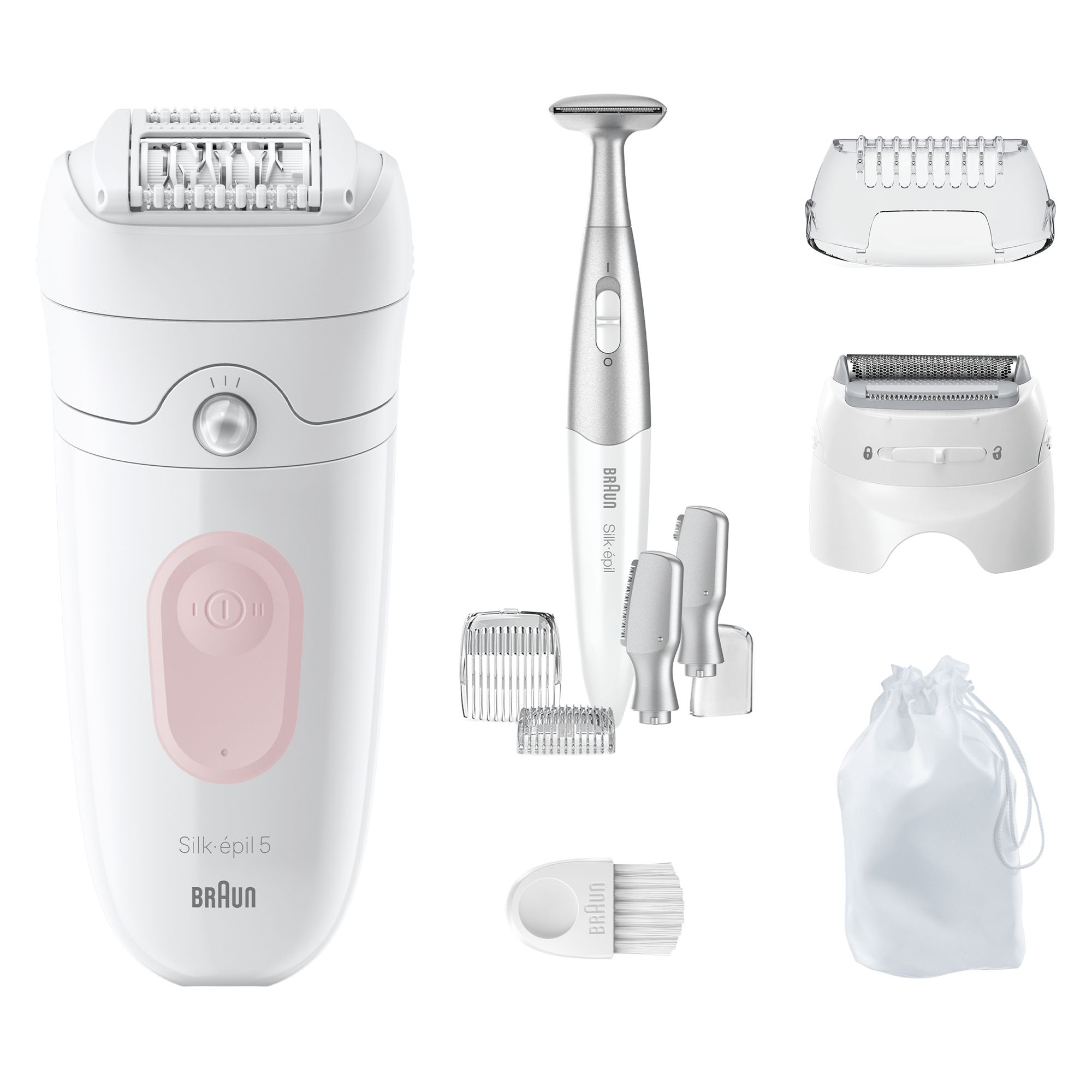 Braun Silk-&eacute;pil 5 5-230, Epilatore Elettrico Donna, Per Una Epilazione Semplice, Bianco/Rosa