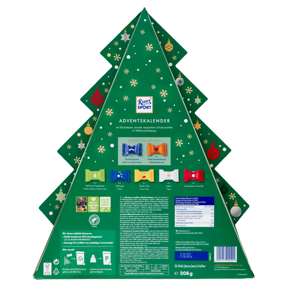 Ritter Sport Calendario dell'Avvento Albero 208 g