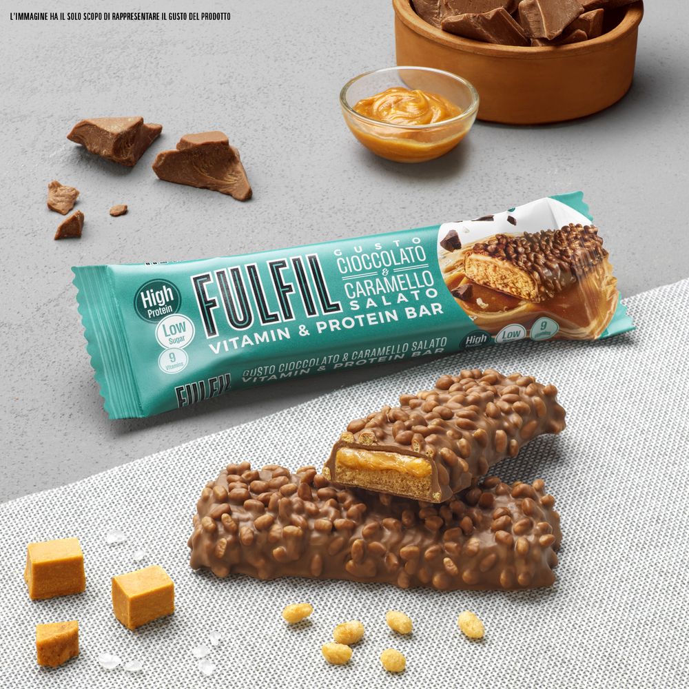 Fulfil Vitamin and Protein Bar Gusto Cioccolato e Caramello Salato 55 g