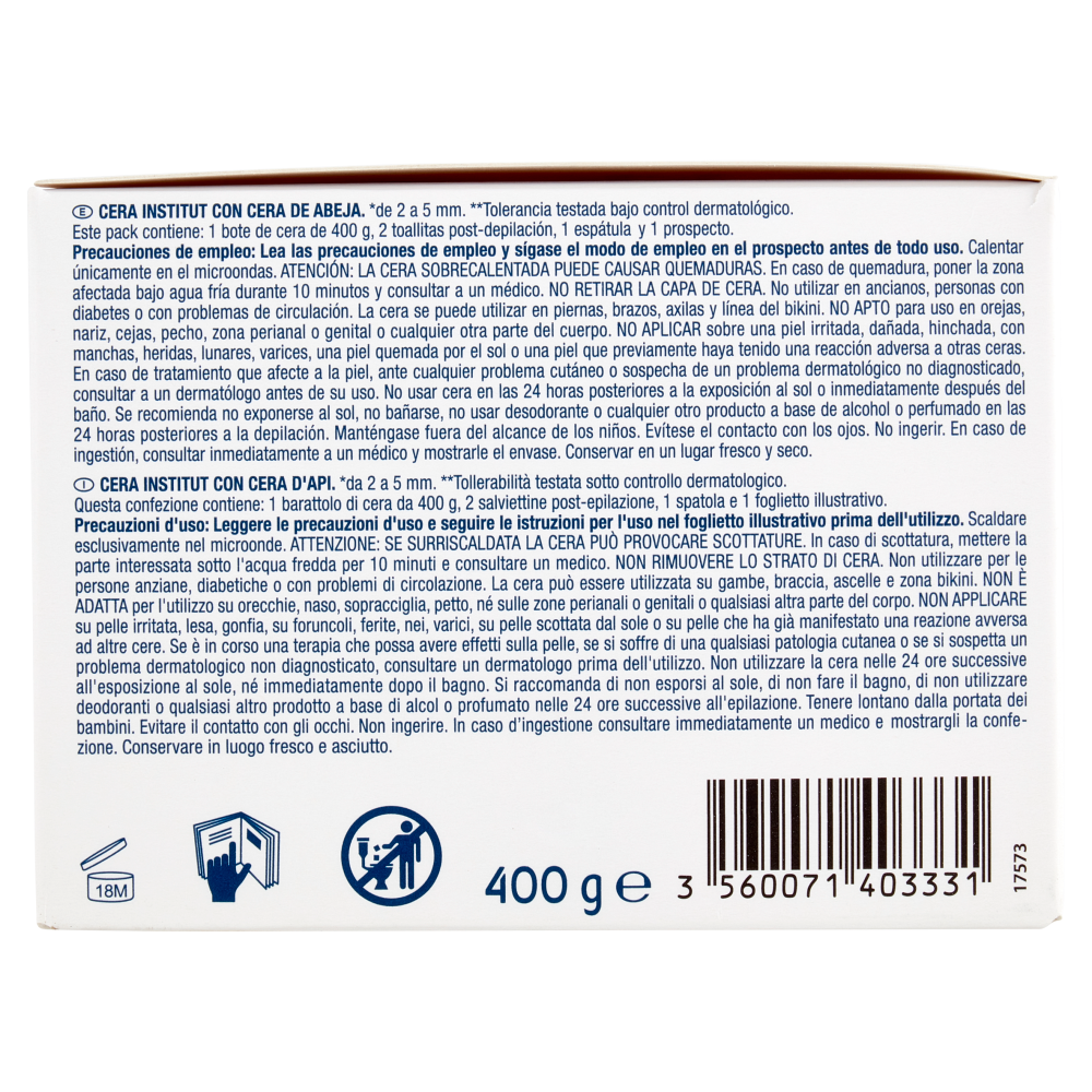 Carrefour Soft Cera Institut con Cera d'Api Tutti i Tipi di Pelle Anche Quelle Sensibili 400 g