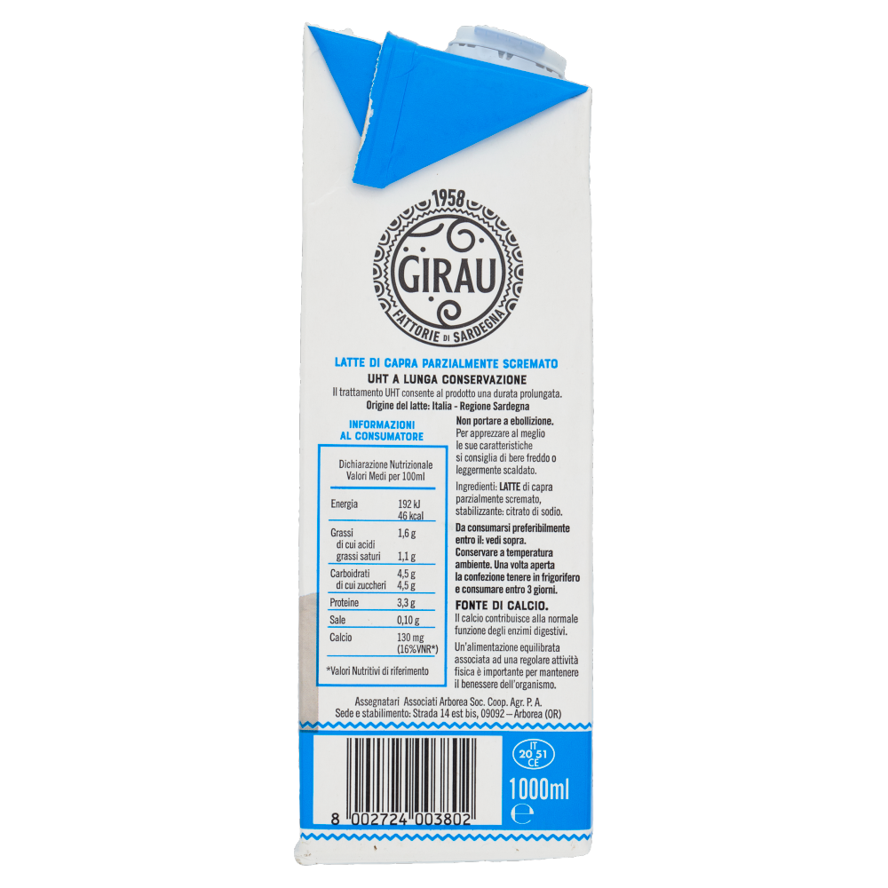 Girau Latte di Capra Parzialmente Scremato 1000 ml