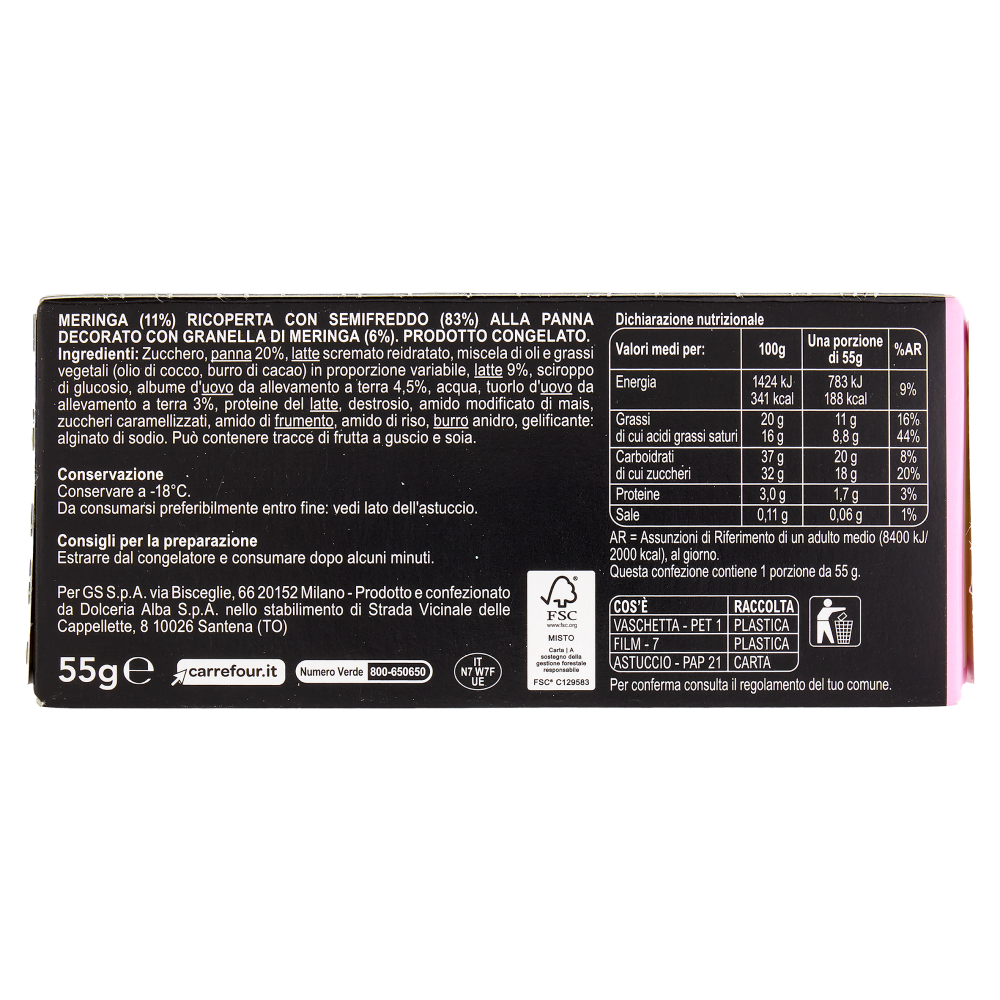 Carrefour Selection Meringata Prodotto Congelato 55 g
