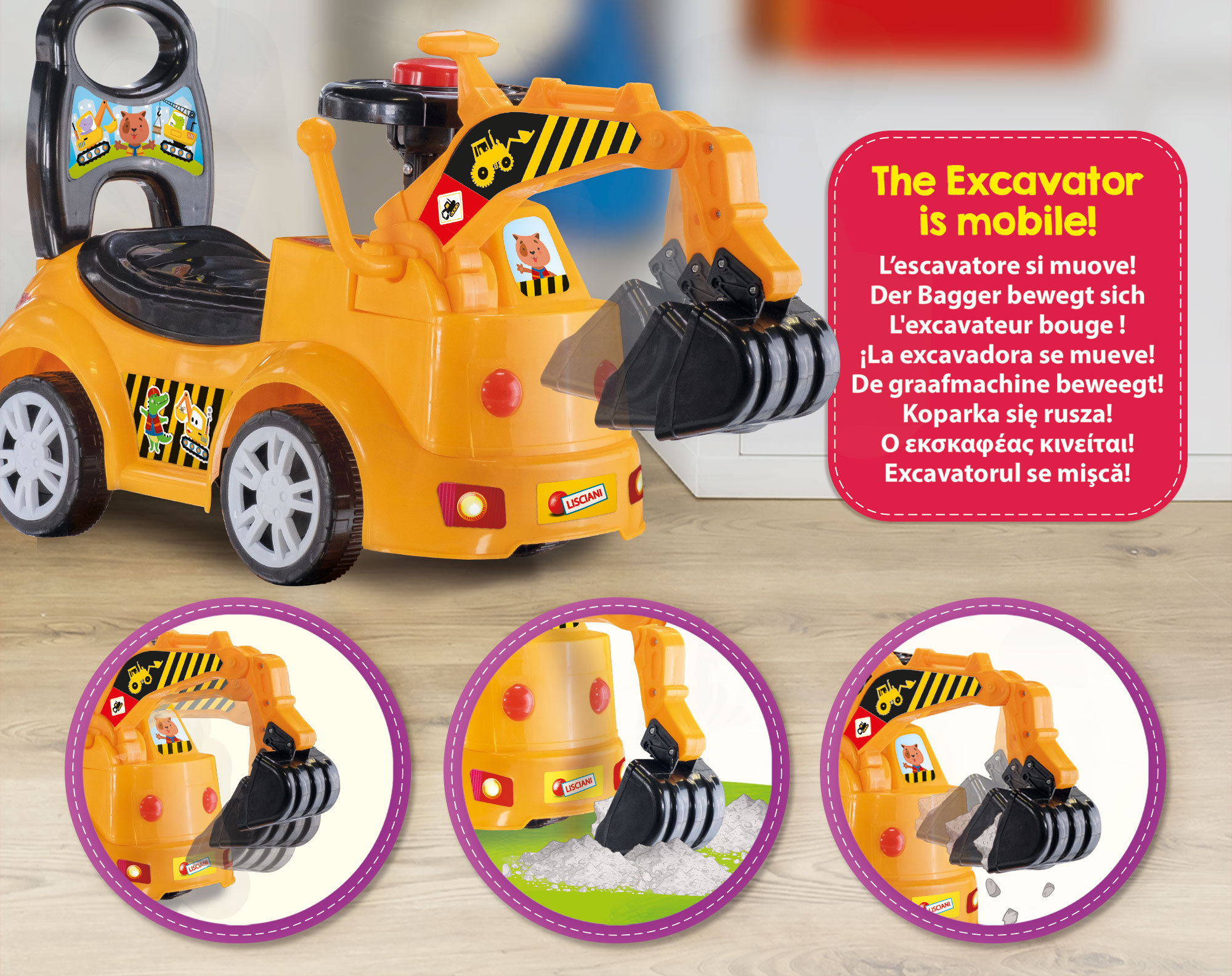 Lisciani 102242 giocattolo a dondolo e cavalcabile Escavatore cavalcabile