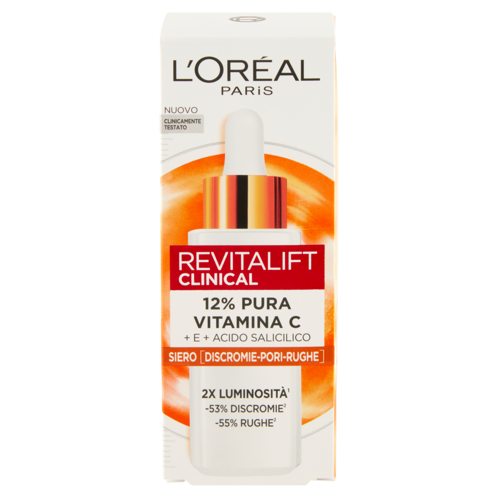 L'Oréal Paris Revitalift Clinical 12% Pura Vitamina C + E + Acido Salicilico Siero, 30 ml