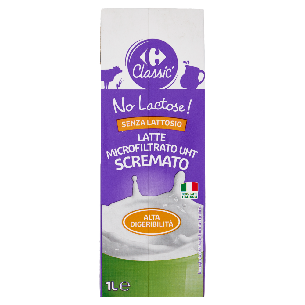 Carrefour Classic Senza Lattosio Latte Microfiltrato UHT Scremato 1 L
