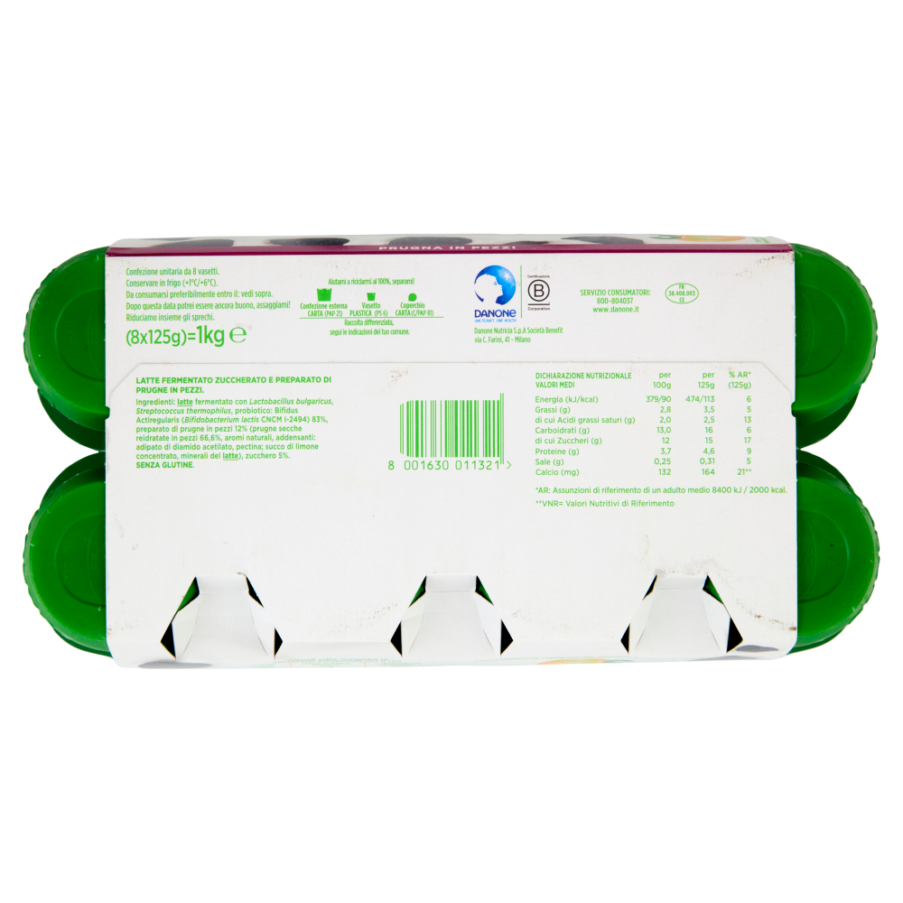 ACTIVIA Yogurt con Probiotico Bifidus, gusto Prugna, 8x125g