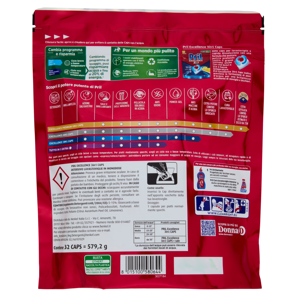 PRIL Excellence 3in1 Caps Limone 32pz (579,2g)