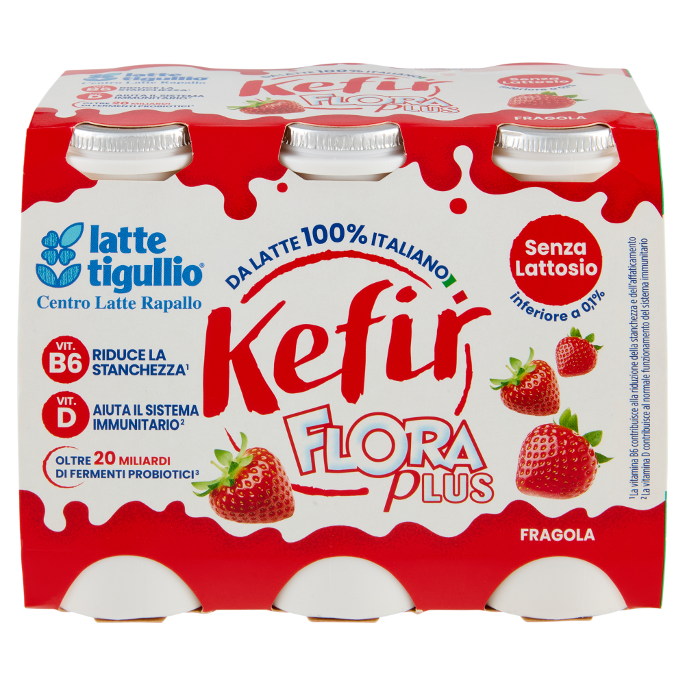 latte tigullio Kefir Flora Plus Fragola Senza Lattosio 6 x 100 g