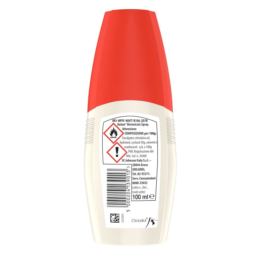 Autan Botanicals Vapo Spray Antizanzare, Repellente Zanzare, Protezione Efficace fino a 6 Ore, a Base di Eucalipto, 100ml
