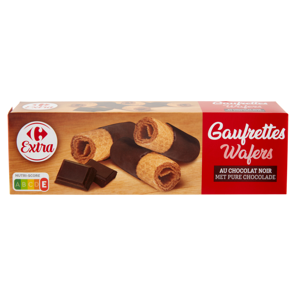 Carrefour Extra Gaufrettes Wafers au Chocolat Noir 125 g