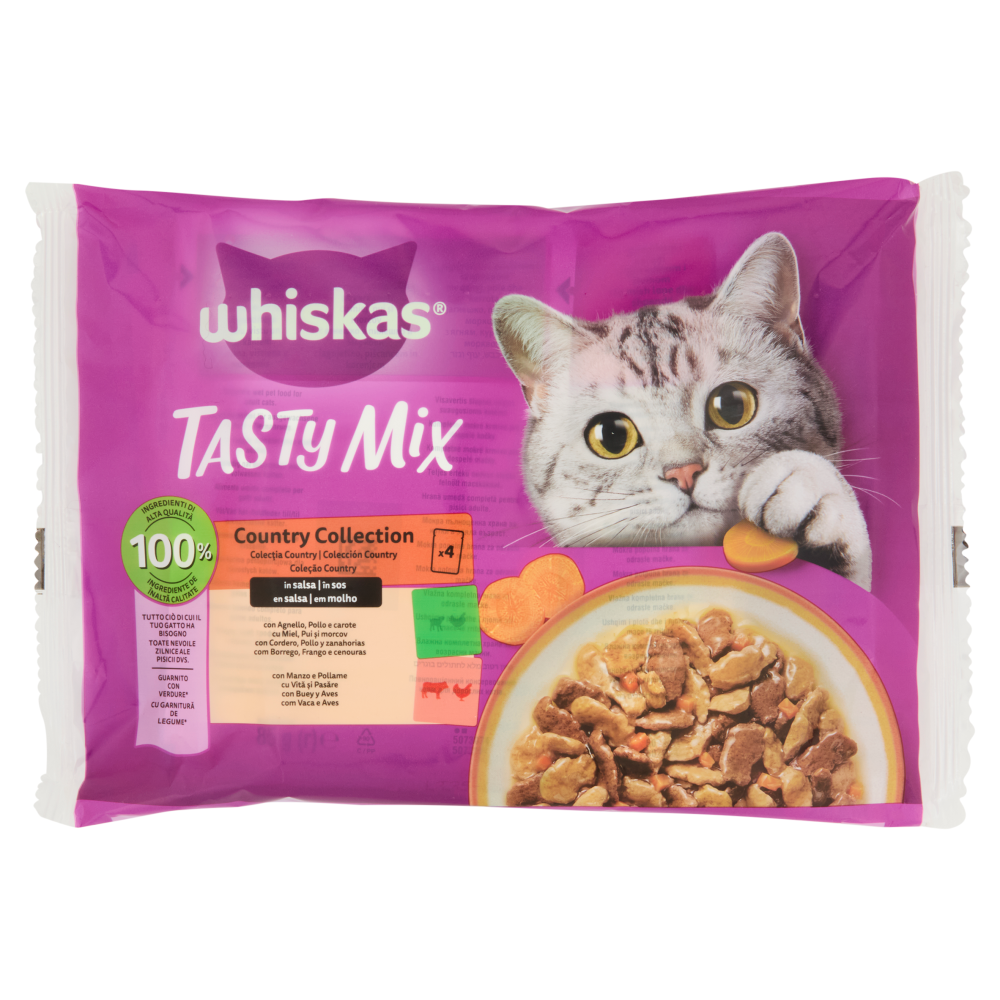 Whiskas Tasty Mix Country Collection Cibo Umido Gatto in salsa 4x85g