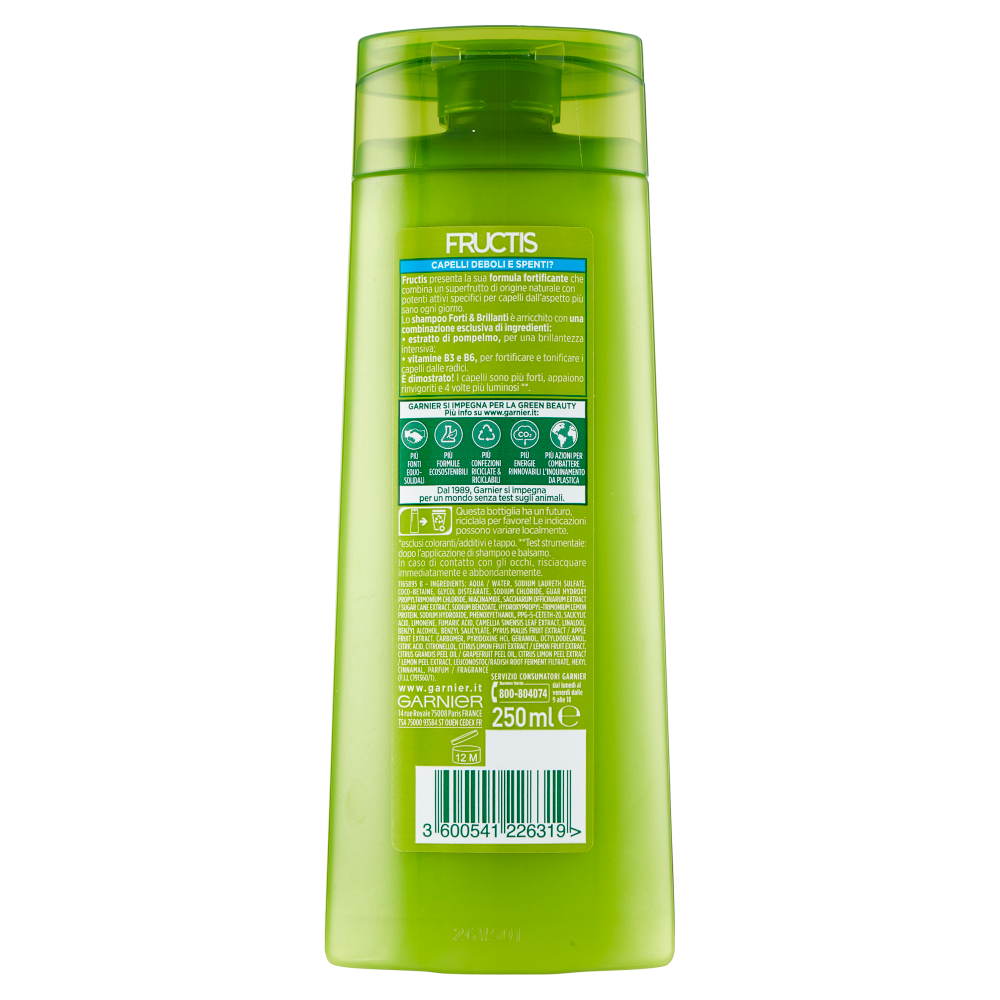 Garnier Shampoo Fructis Capelli Normali, Capelli Forti e Brillanti, 250 ml