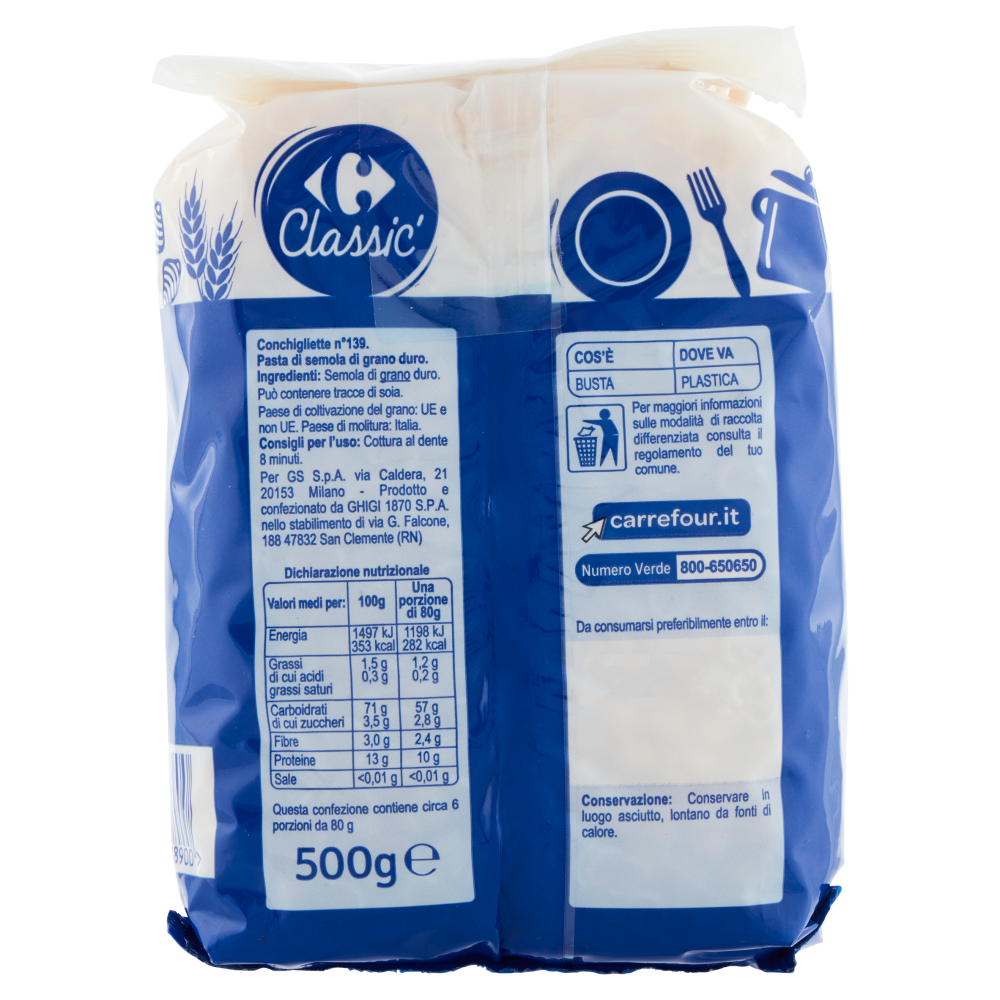 Carrefour Classic Conchigliette N.139 500 g