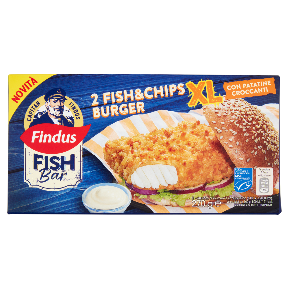 Capitan Findus Fish Bar 2 Fish & Chips Burger XL 270 g