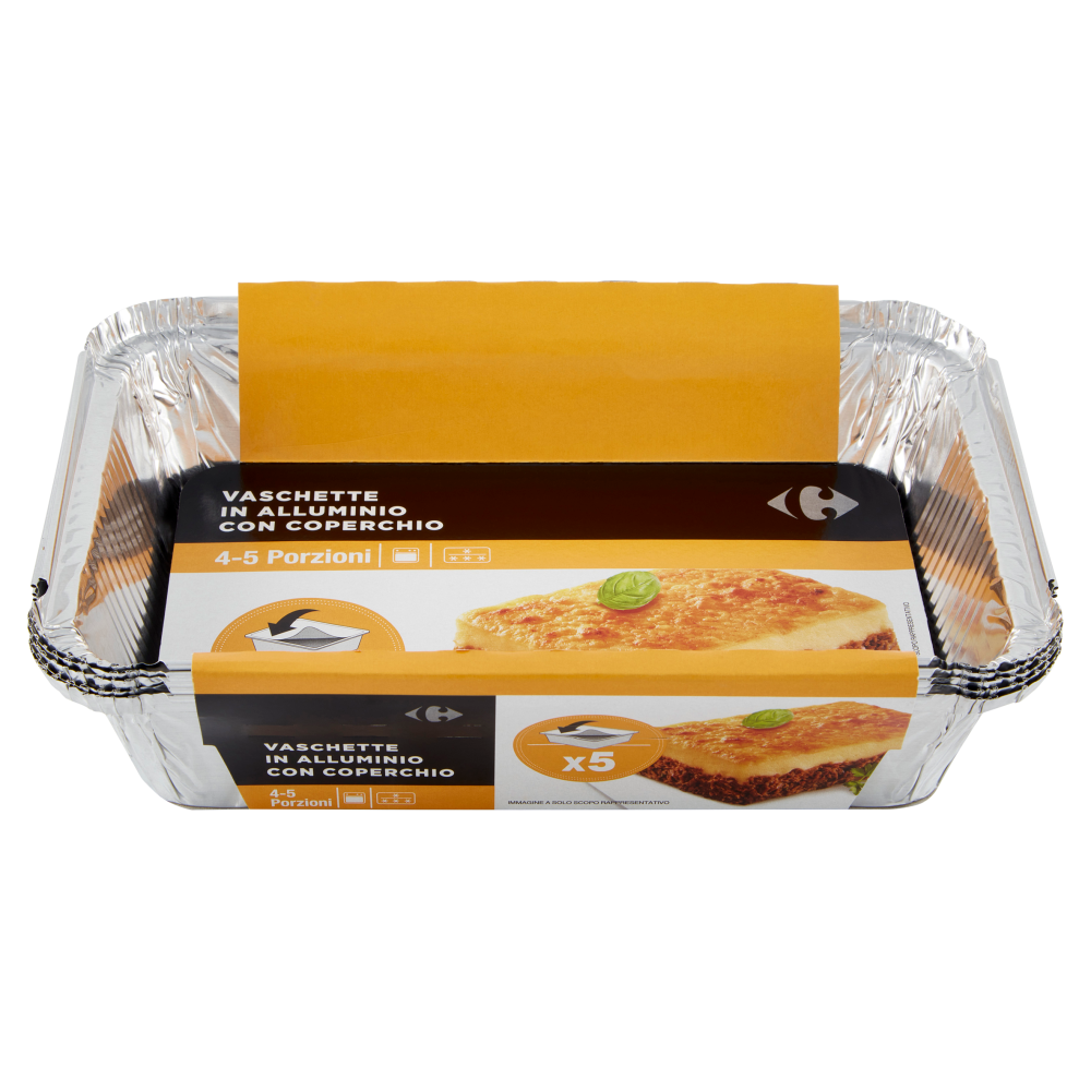 Carrefour Vaschette in Alluminio con Coperchio 4-5 Porzioni 5 pz