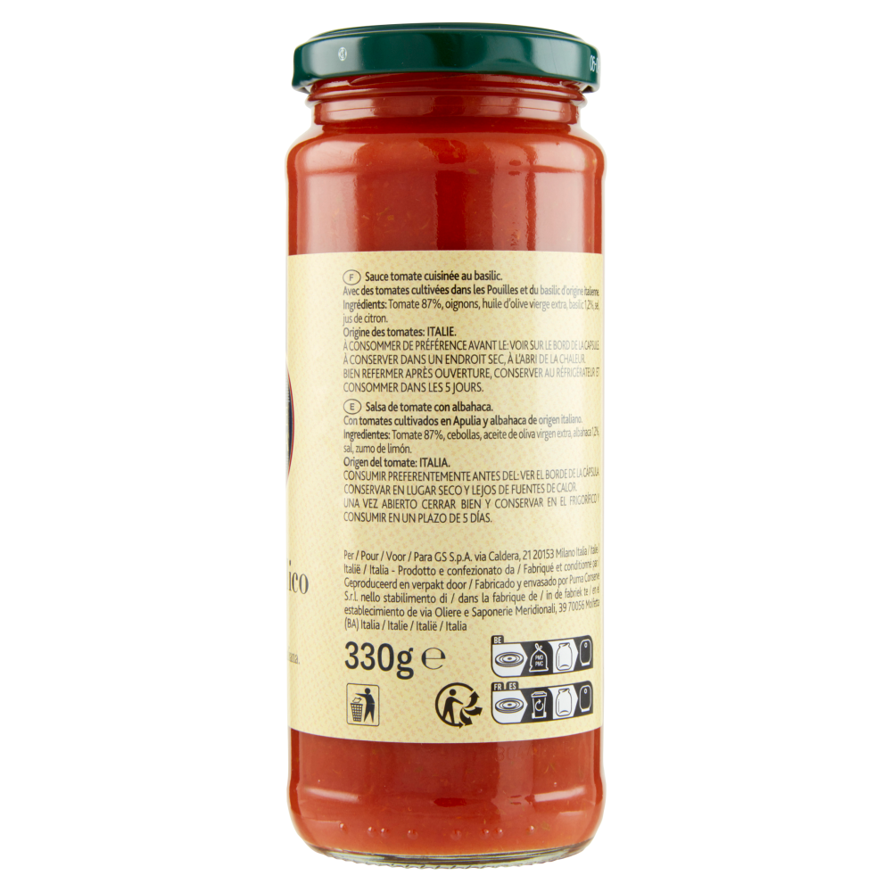 Terre d'Italia Sugo con basilico 330 g