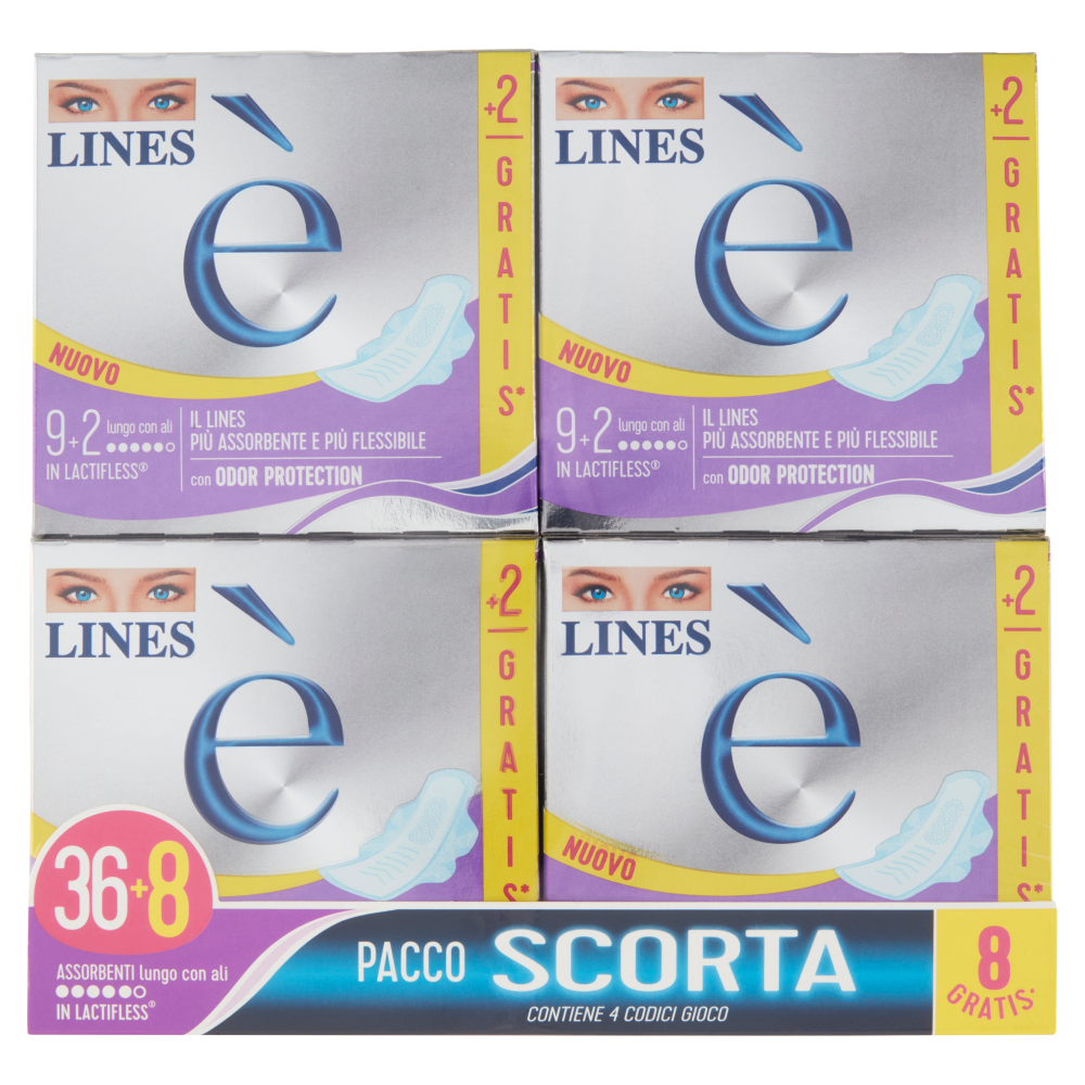 Lines è Assorbenti lungo con ali 36+8 pz