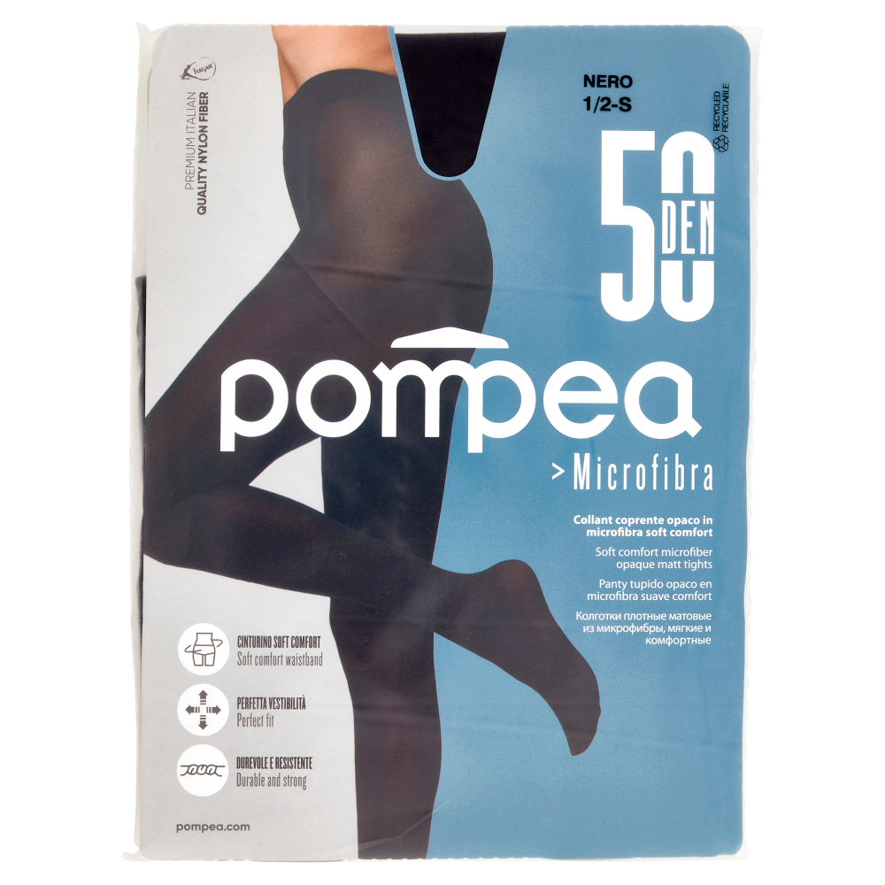 pompea Microfibra Collant coprente opaco in microfibra soft comfort 50 Den 1/2-S Nero