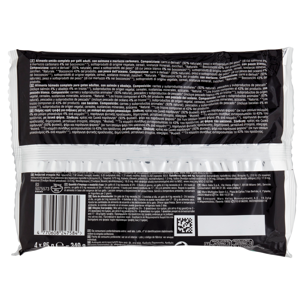 Sheba Selezione Cibo Umido Gatto in Salsa Selezione del Mare 4 x 85g