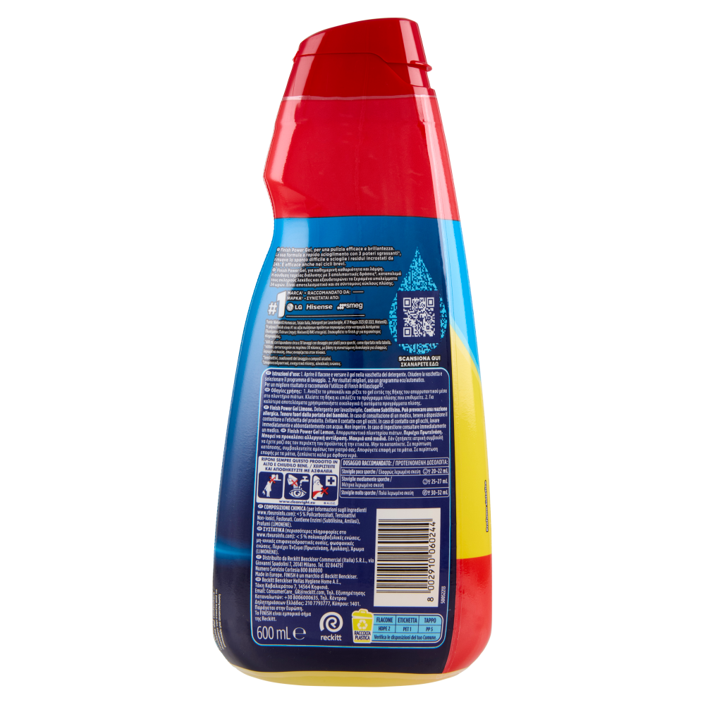 Finish Power Gel Lemon liquido lavastoviglie 30 lavaggi 600 ml