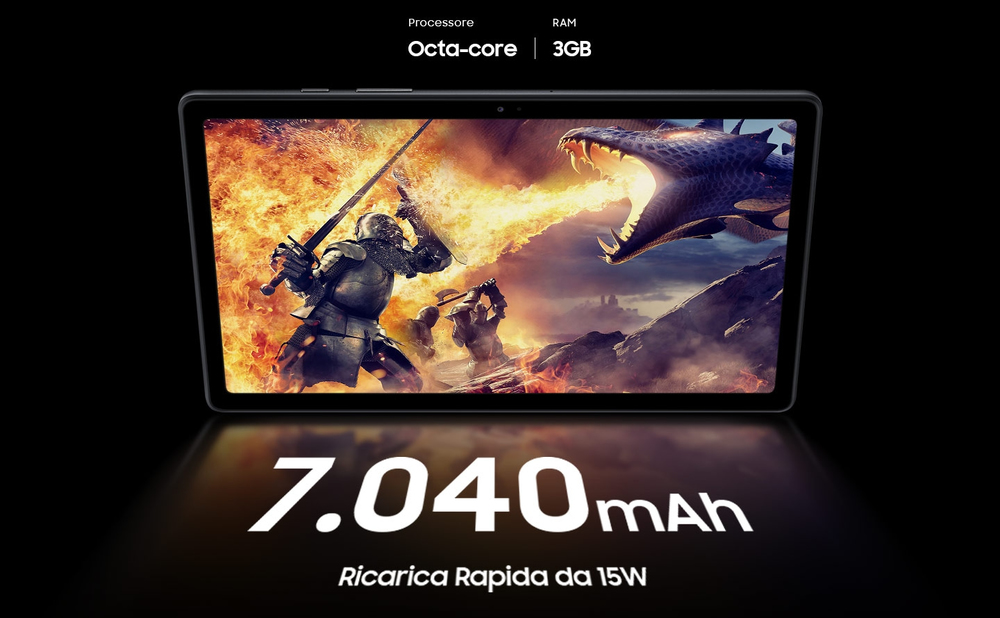 Samsung Galaxy Tab A7 Tablet, Display 10.4" TFT, 32GB Espandibili fino a 1TB, RAM 3GB, Batteria 7.040 mAh, LTE, Android 10, Fotocamera posteriore 8 MP, Dark Gray