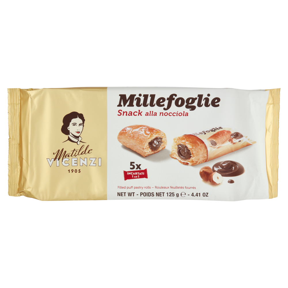 Matilde Vicenzi Millefoglie Snack alla nocciola 5 x 25 g
