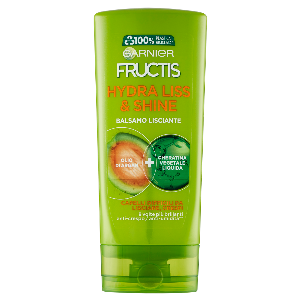 Garnier Balsamo Fructis Hydra Liss & Shine, per Capelli Secchi o Crespi, 200 ml