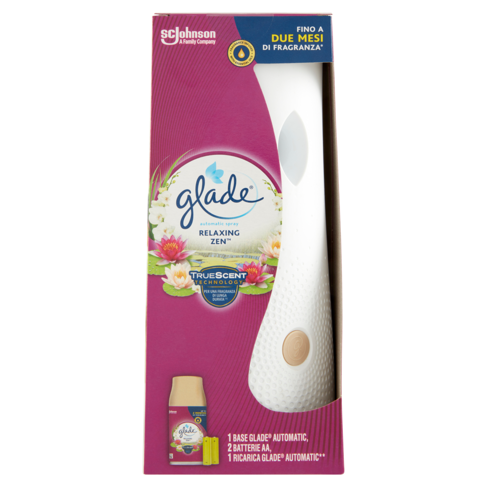 Glade Automatic Spray Base con Ricarica, Profumatore per ambienti, Fragranza Relaxing Zen 269ml