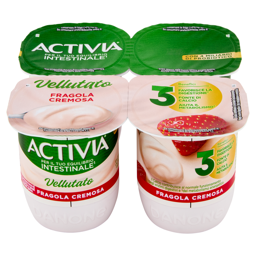 ACTIVIA Yogurt con Probiotico Bifidus, vellutato alla Fragola, 4x125g