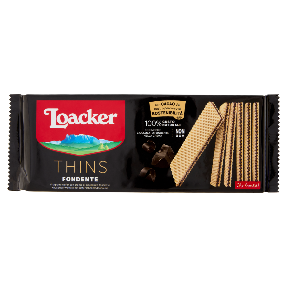 Loacker Thins Fondente Wafer con crema al Cioccolato Fondente wafers 150g