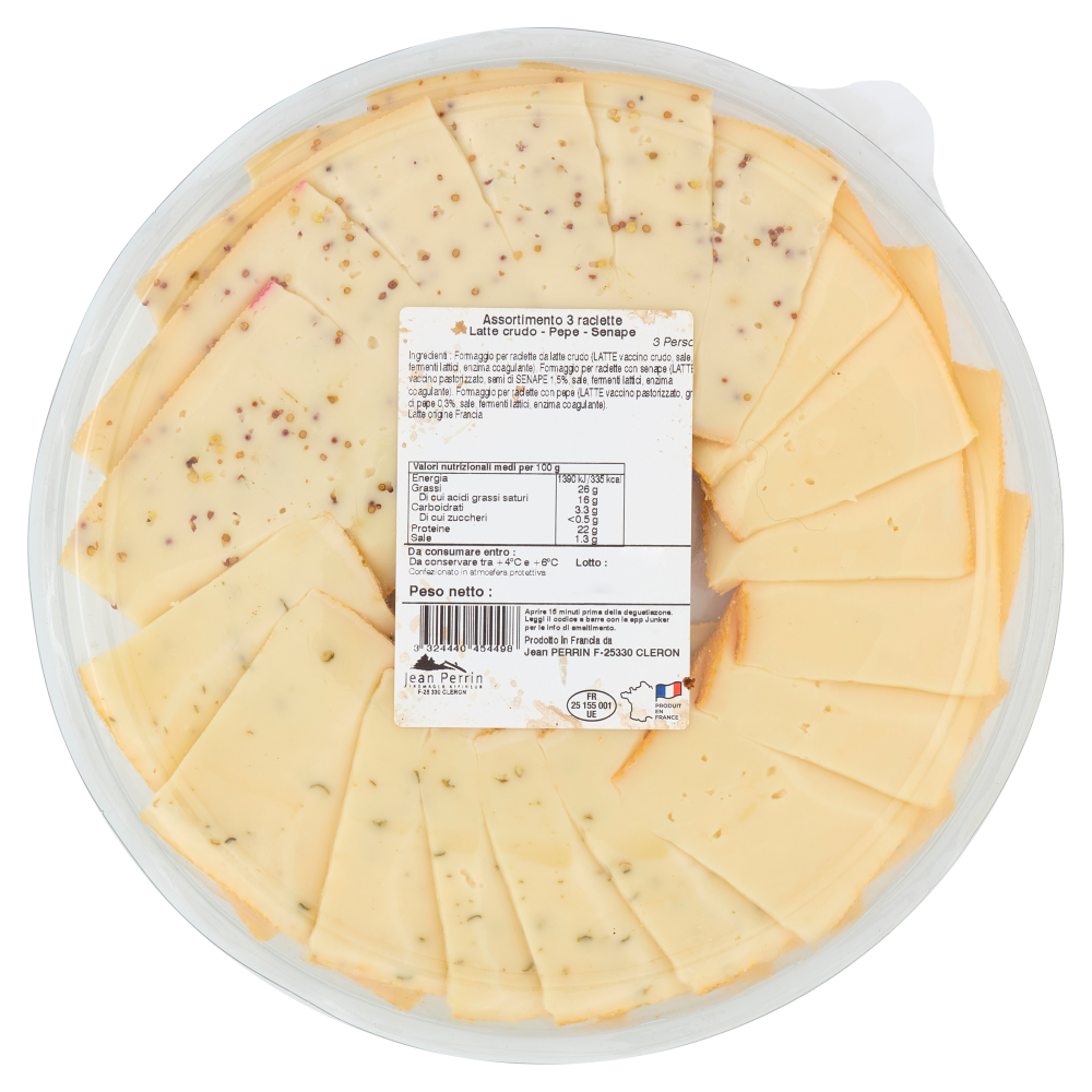 Massif Jurassien Assiette pour recette Raclette Pepe, Latte crudo, Senape 0,540 kg