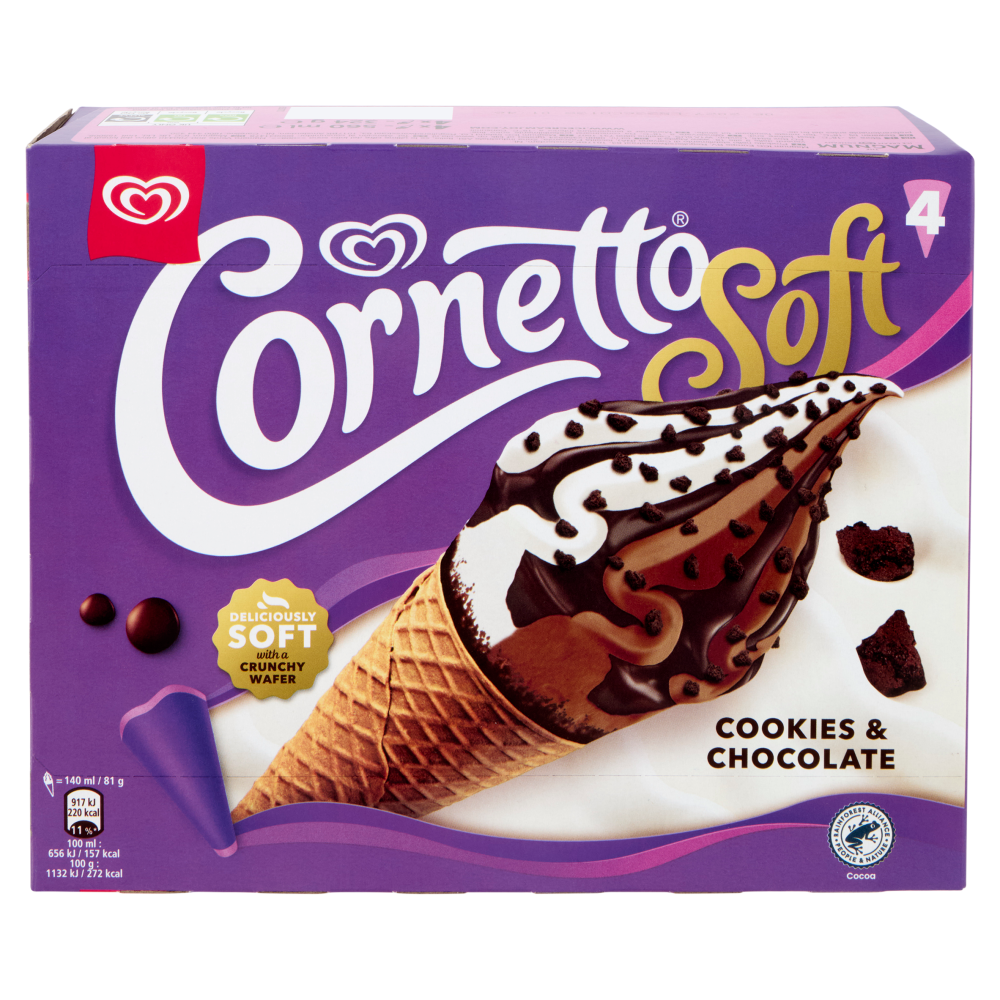 Cornetto Soft Cookies & Chocolate 4 x 81 g