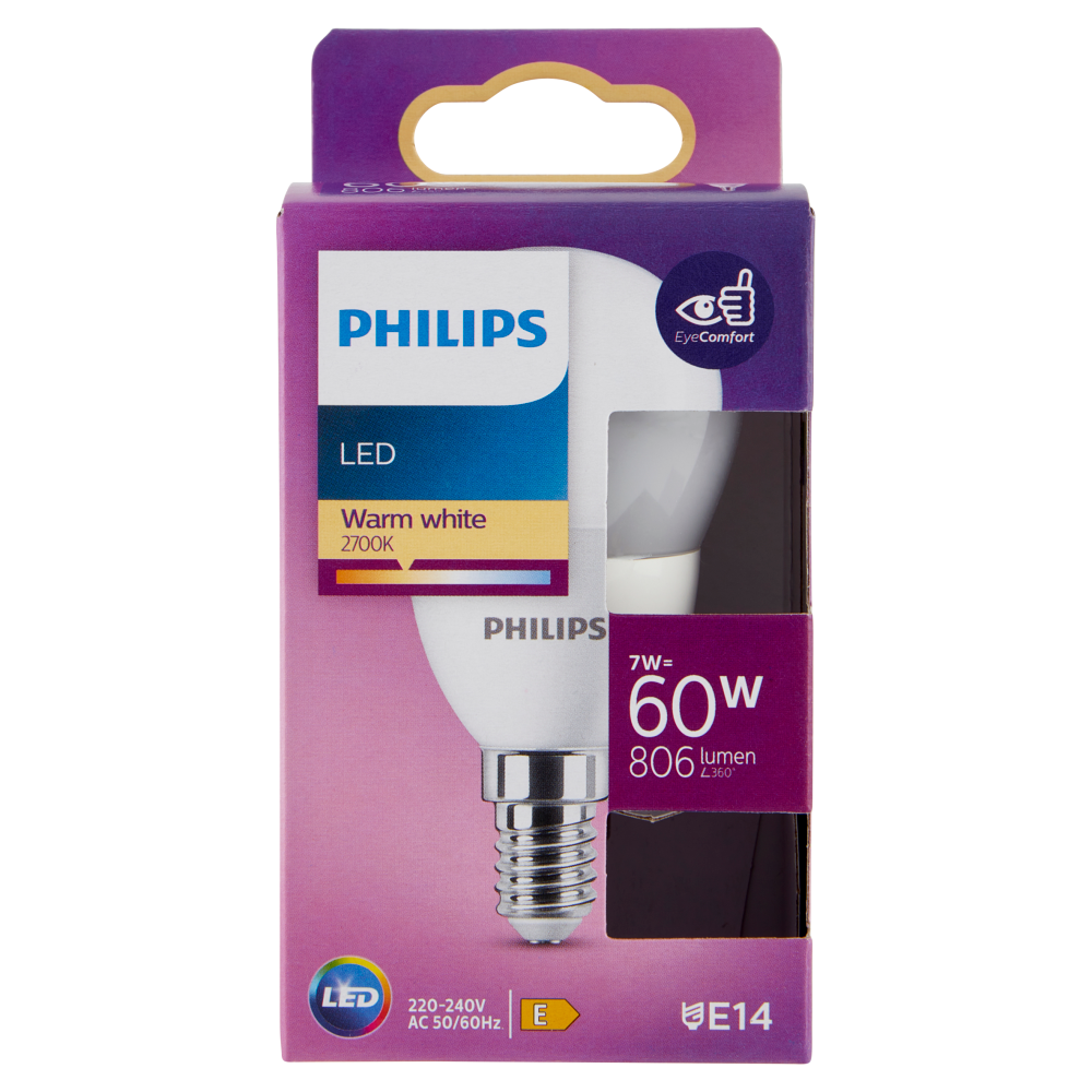 Philips Led sfera 60W E14 2700K non dim