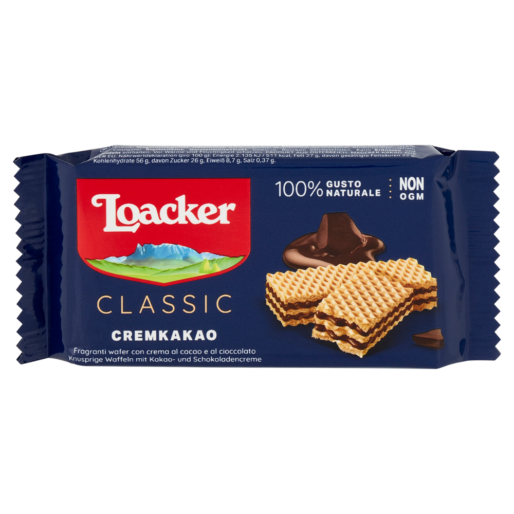 Loacker Classic Cremkakao Wafer con crema al cioccolato e cacao nobile Wafers 45g