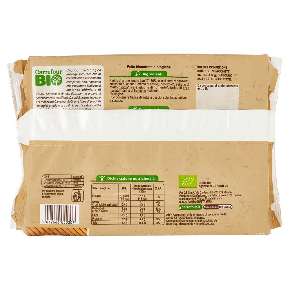 Carrefour Bio Fette biscottate Classiche Biologiche 9 x 36 g